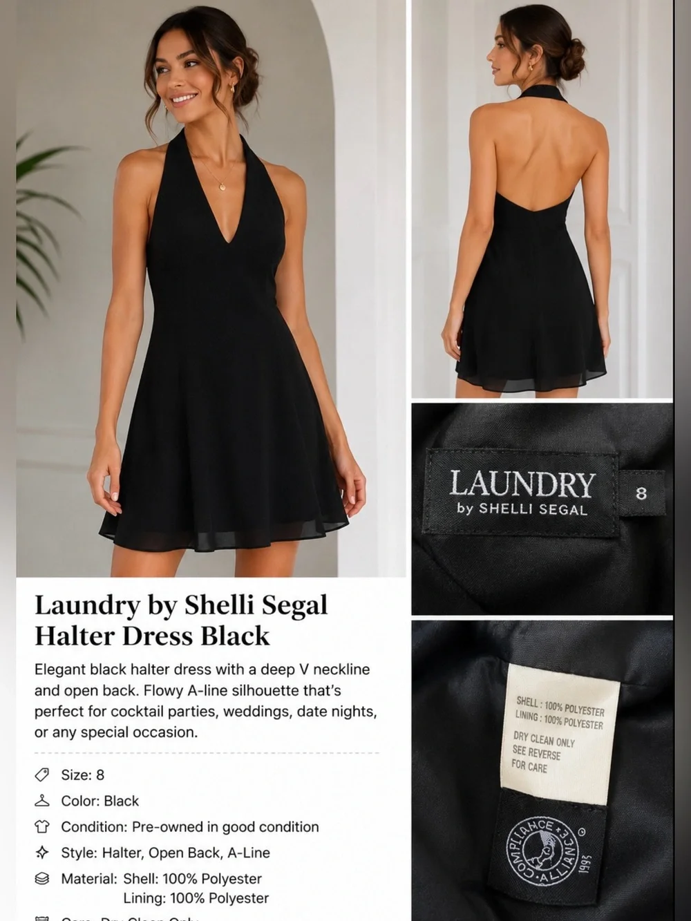 Laundry By Shelli Segal | Dresses | Laundry By Shelli Segal Black Halter  Mini Dress Size 8 | Poshmark